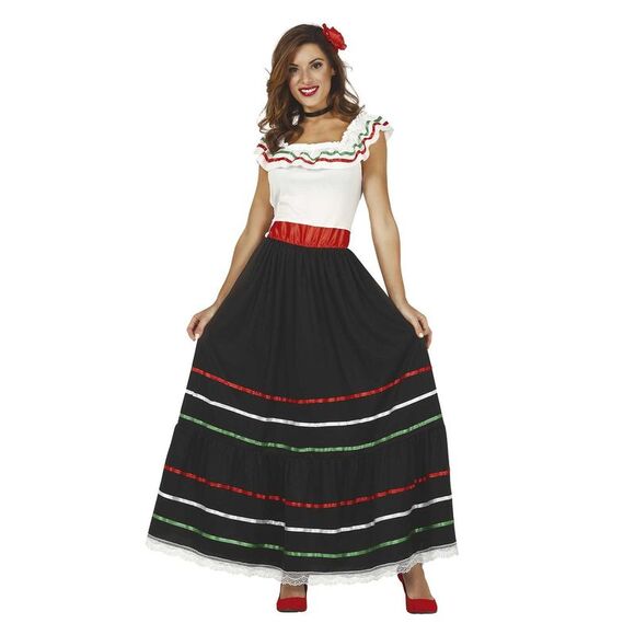 knee length dresses for ladies Long Black and White Spanish Costume Dress